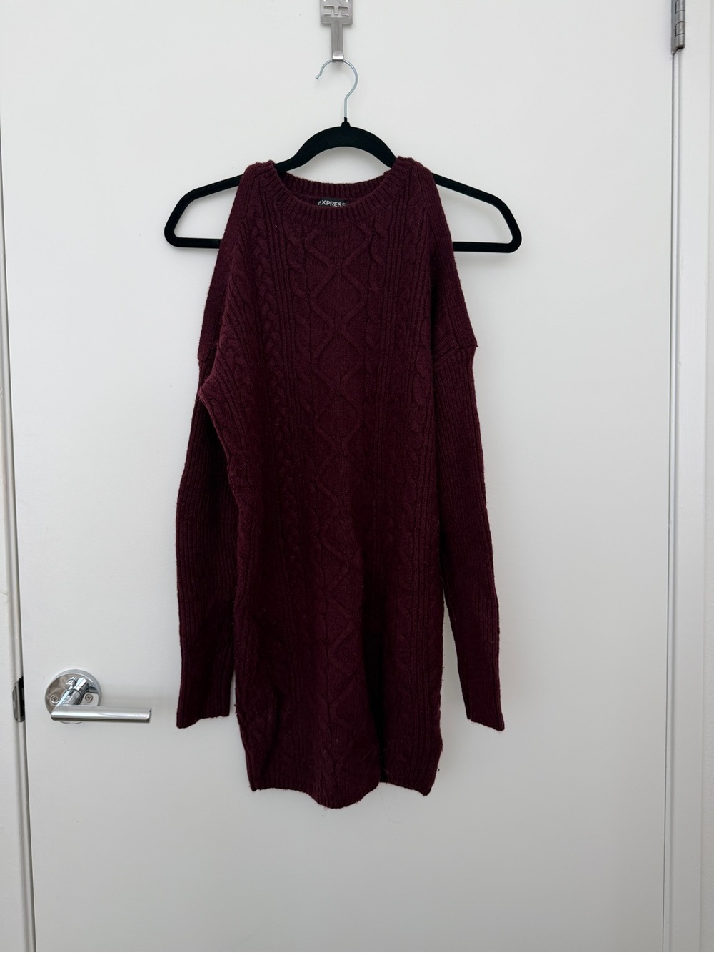 Express Women's Burgundy Ribbed Sweater dress